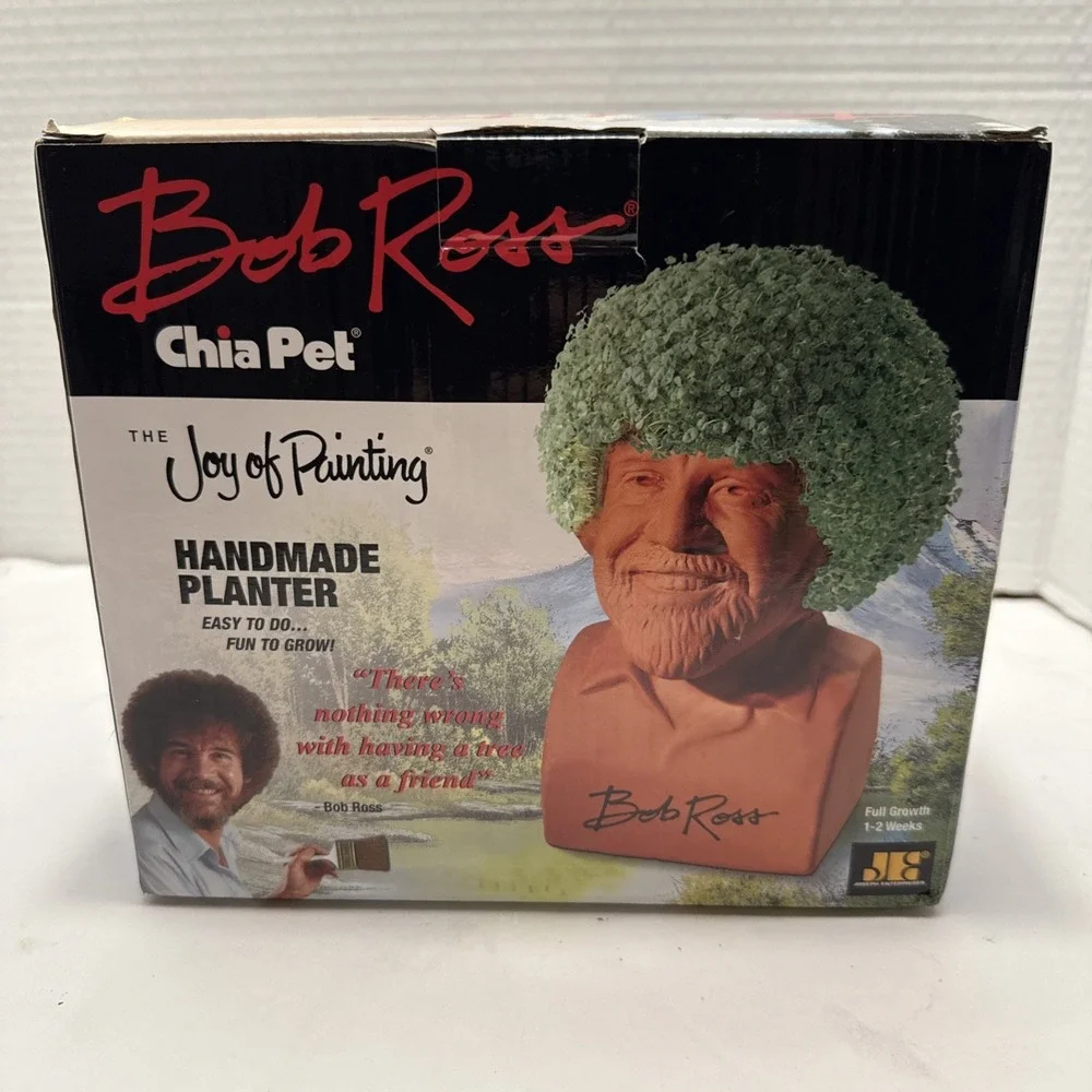 Chia Pet Bob Ross Decorative Pottery Planter Unused in‎ Open Box 2017